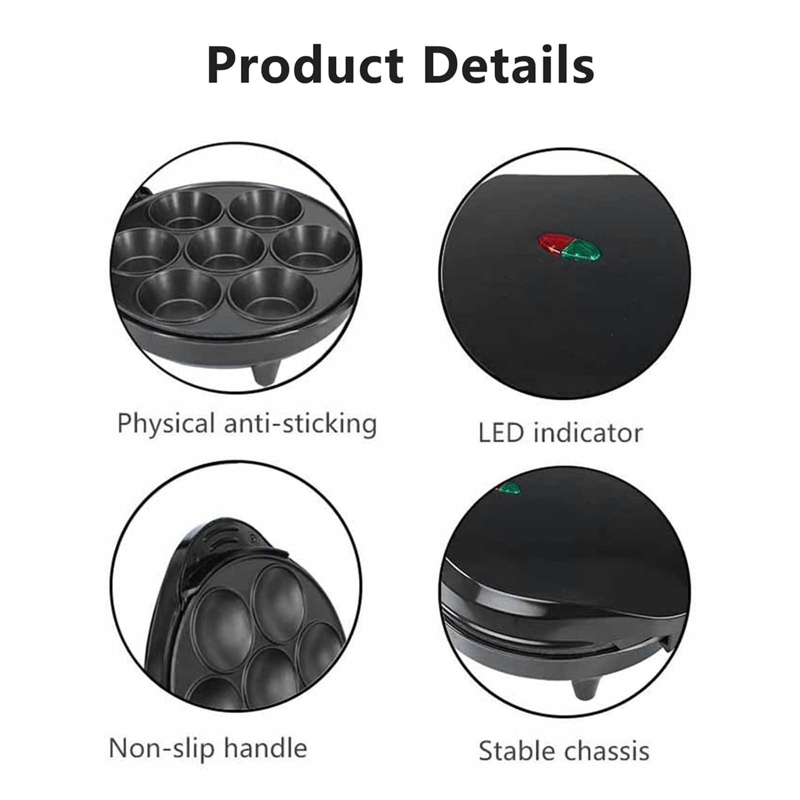 Mini Machine Électrique à Tartes et Quiches, Appareil de Cuisson à Double Chauffage 1200W avec Indicateur LED, Pieds Antidérapants et Poignée, Machine à Gâteaux Multifonction pour Snacks et Desserts