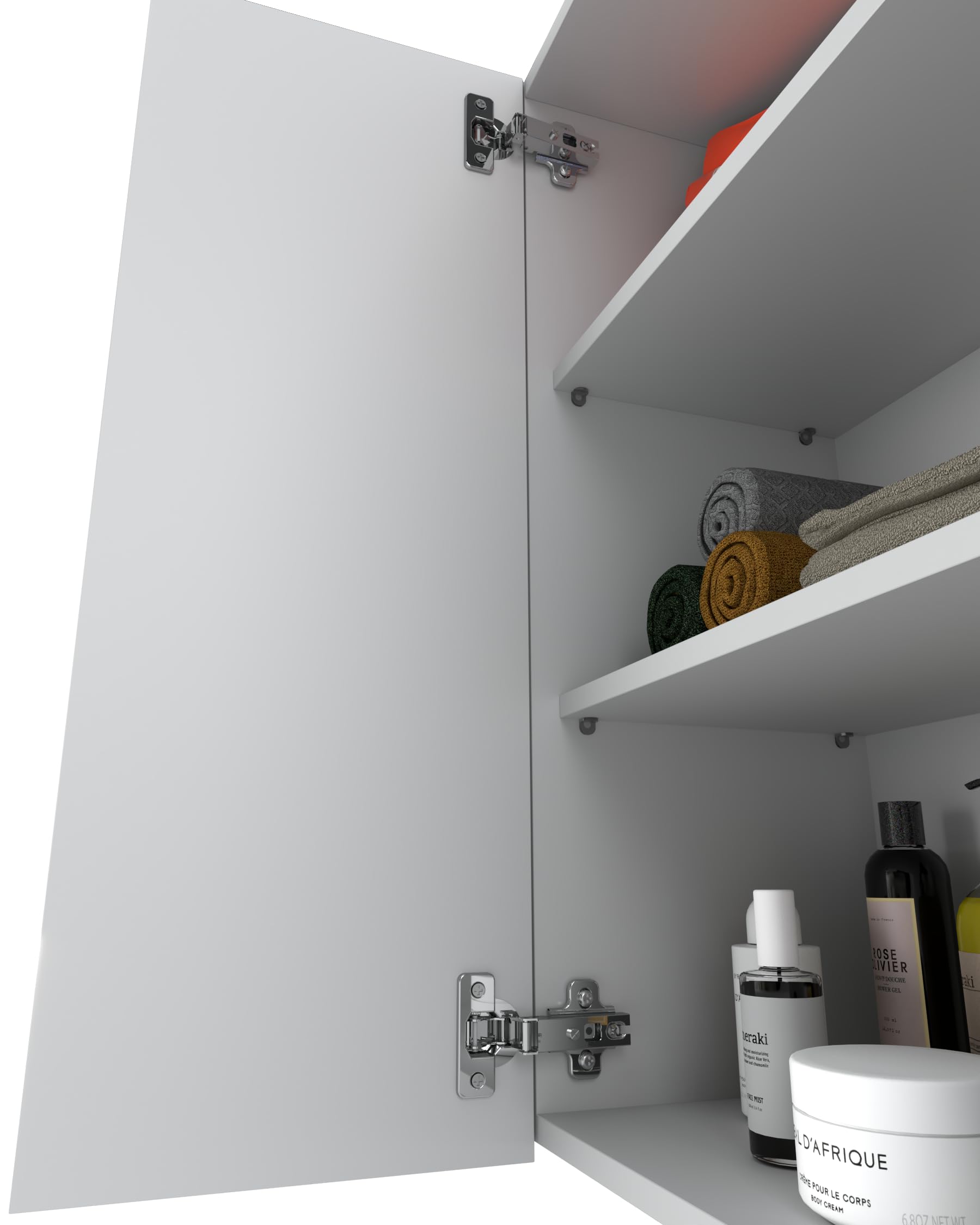MRBLS - Armoire de salle de bain (blanc mat - blanc brillant) - Armoire suspendue - Armoire murale - 60 x 80 x 30 cm (l x H x P)