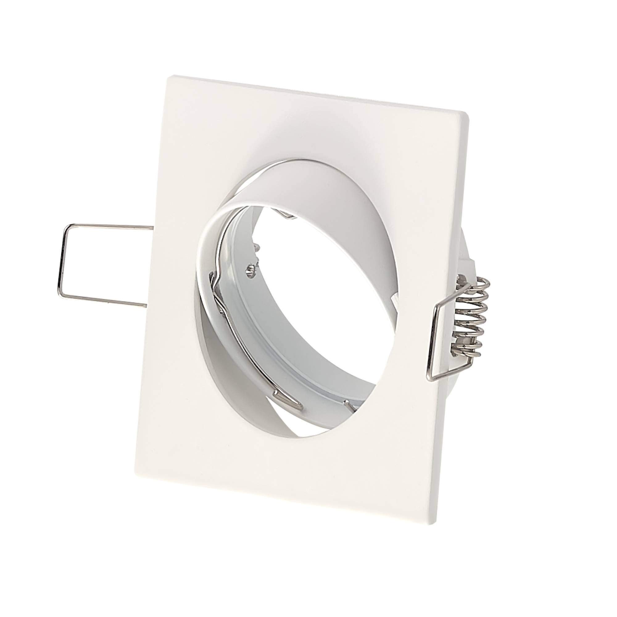 Juego de 6 focos LED empotrables blancos rectangulares 6,5 W blanco neutro 230 V plano – Foco empotrable orientable y – 75 mm orificio empotrable
