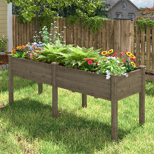 MUPATER Cedar Elevated Planter with 8 Drainage Holes