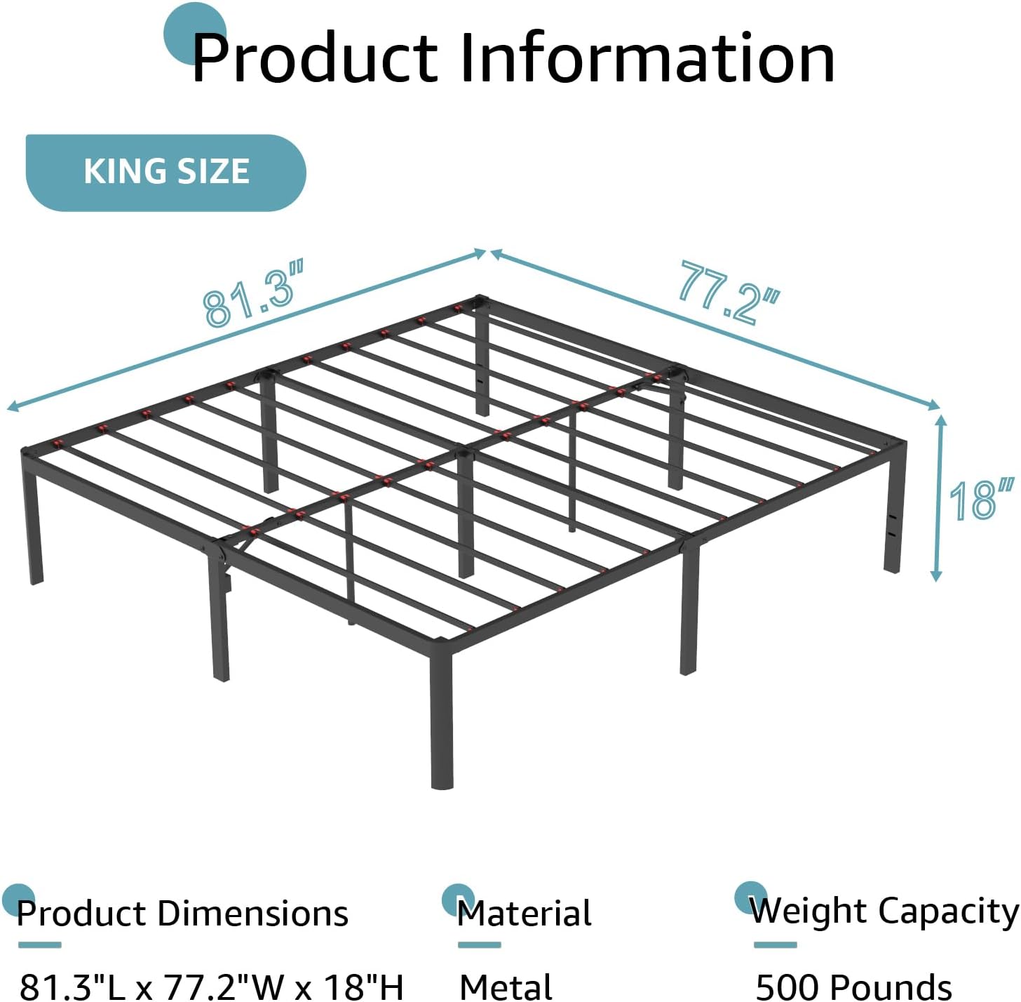 Platform Metal Twin Bed Frames for Kids-Stylish & Practical Single Portable Bed Frame with Ample Storage Space, Girls Full Size Bed Frame, 18 inch