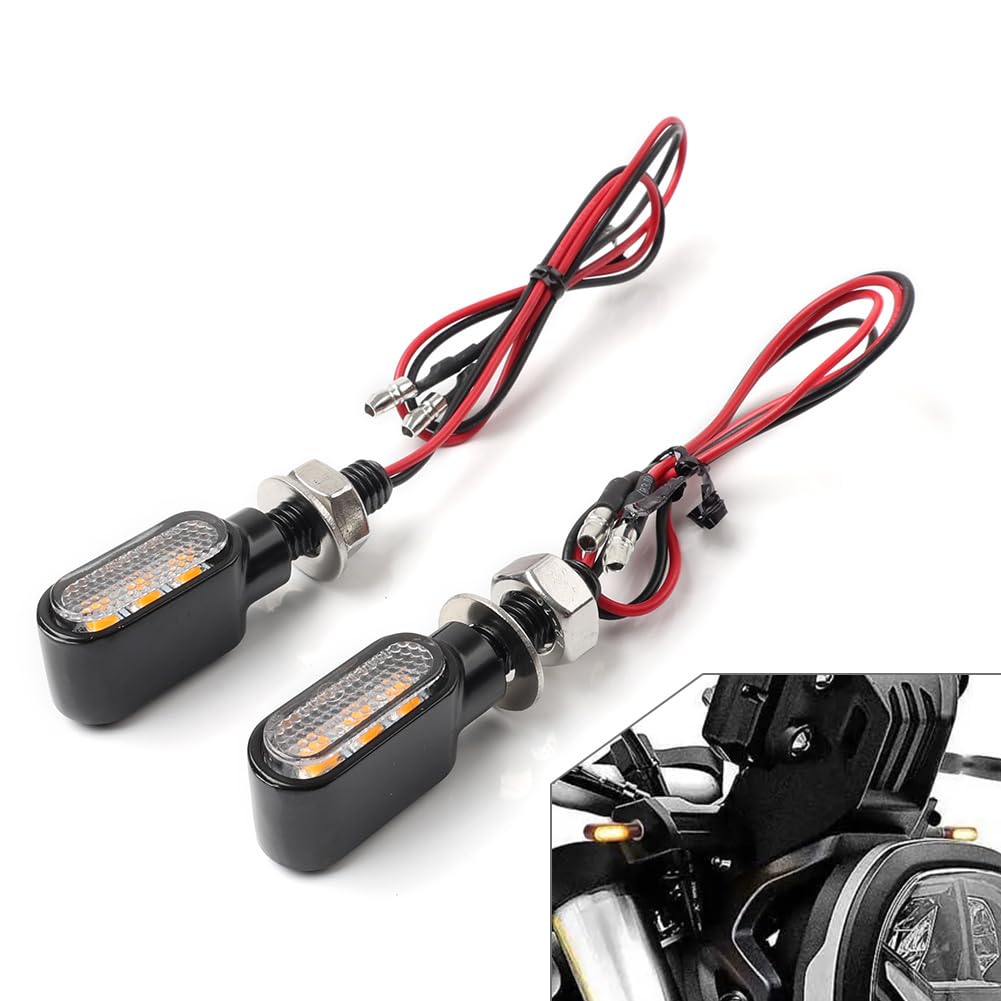 Cnfang4 Calibre: 8mm Mini Blinker Marker LED Indicator Light Powersports Turn Signals 2 PCS For 8mm Mounting bolts motorcycle that uses a 12V voltage Zinc Alloy Black
