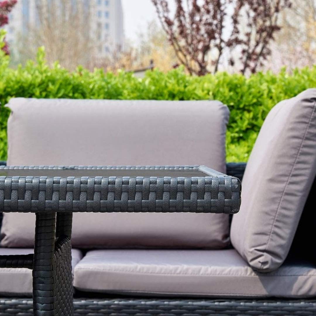 Life Interiors Algarve Outdoor Sofa & Table Set 9 Seater Rattan Effect Modern Patio