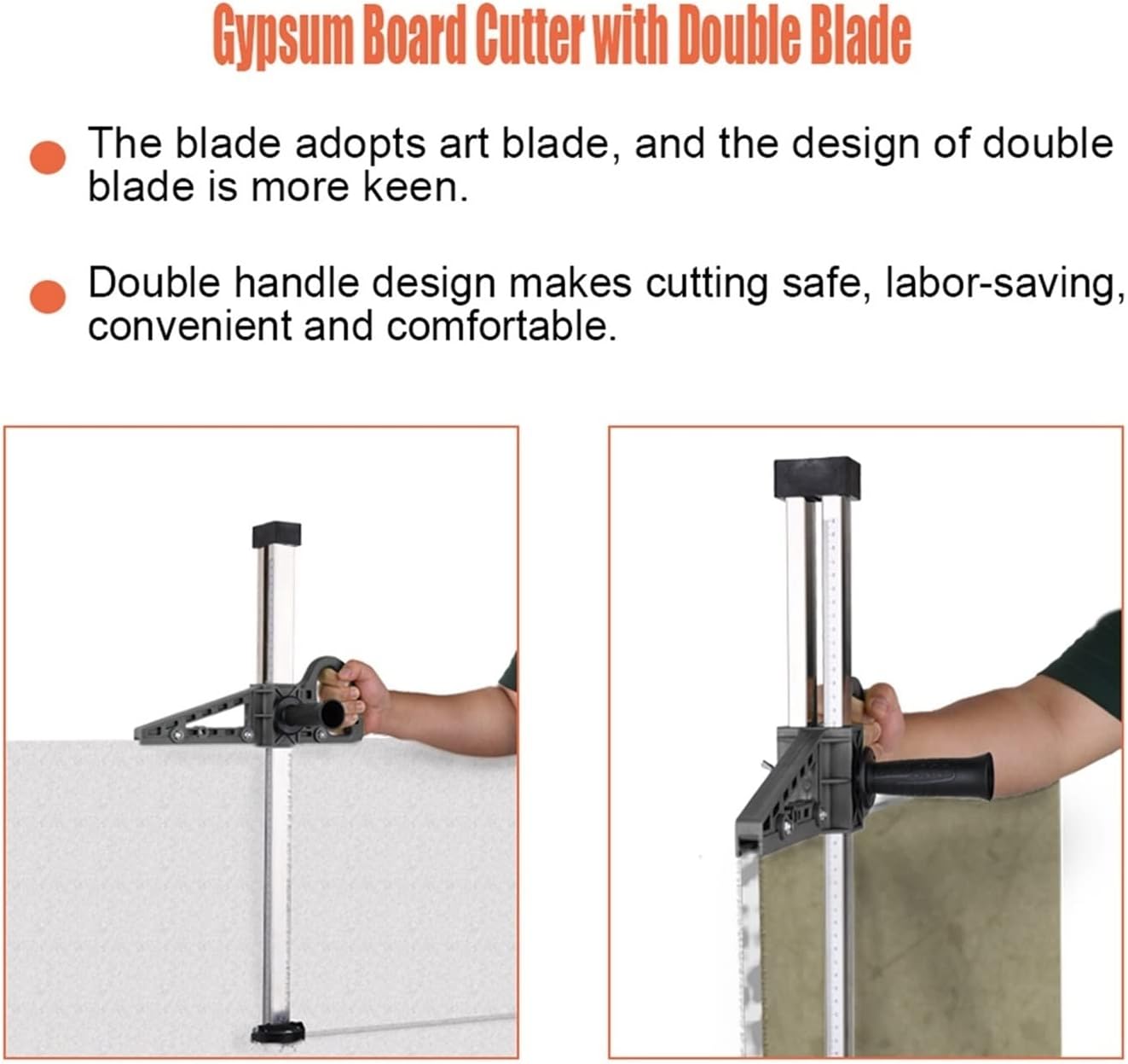 Portable Manual Gypsum Board Cutter- Hand Push Drywall Cutting Tool with 4 Bearings (Color : Orange)