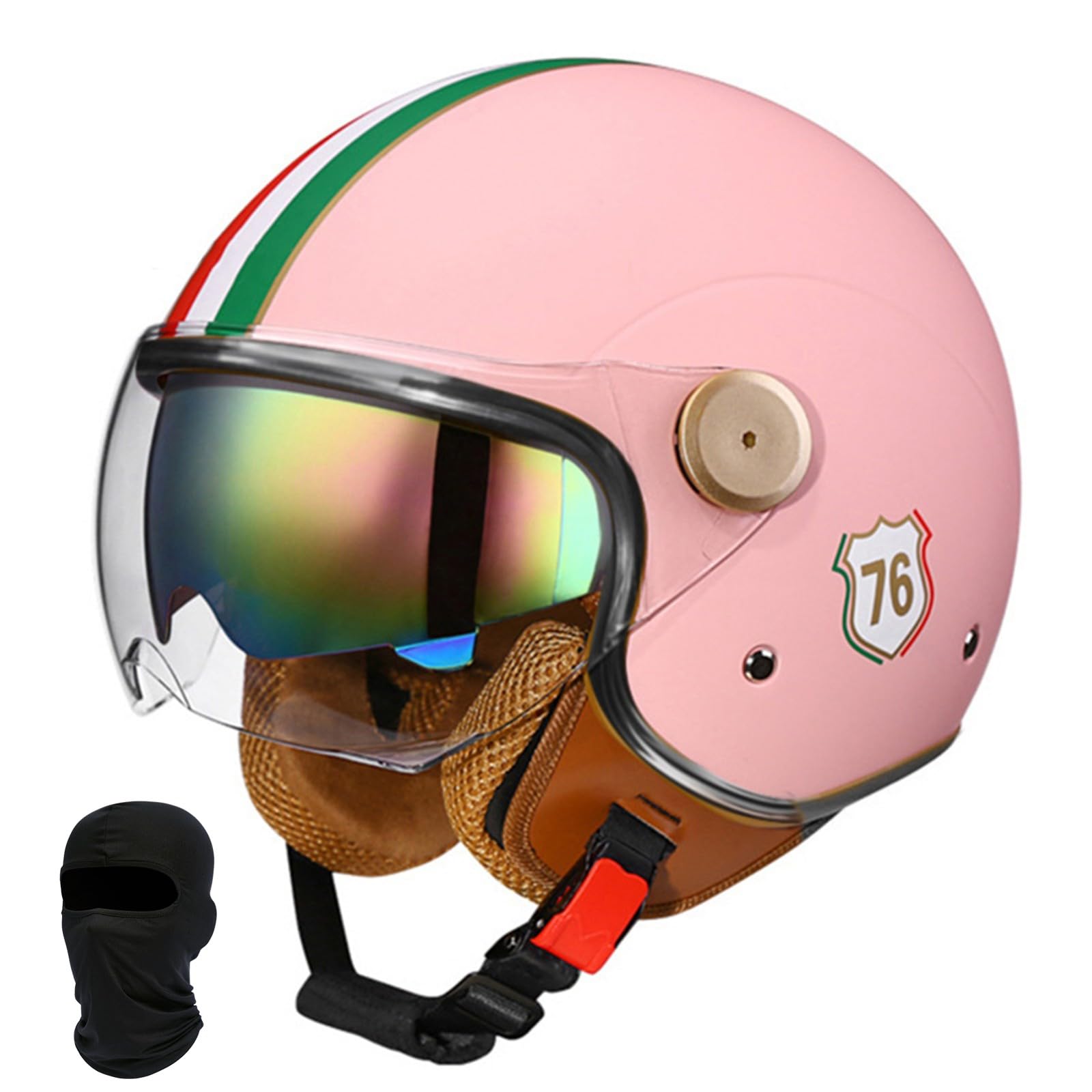 Beyswage Jet Helmet 3/4 Open Face Motorcycle Helmet Vintage With Double Goggles Comfort Lining Earmuffs ECE Certification Crash Helmet Scooter Cycle Bike Chopper Helmet for Adult Men Women