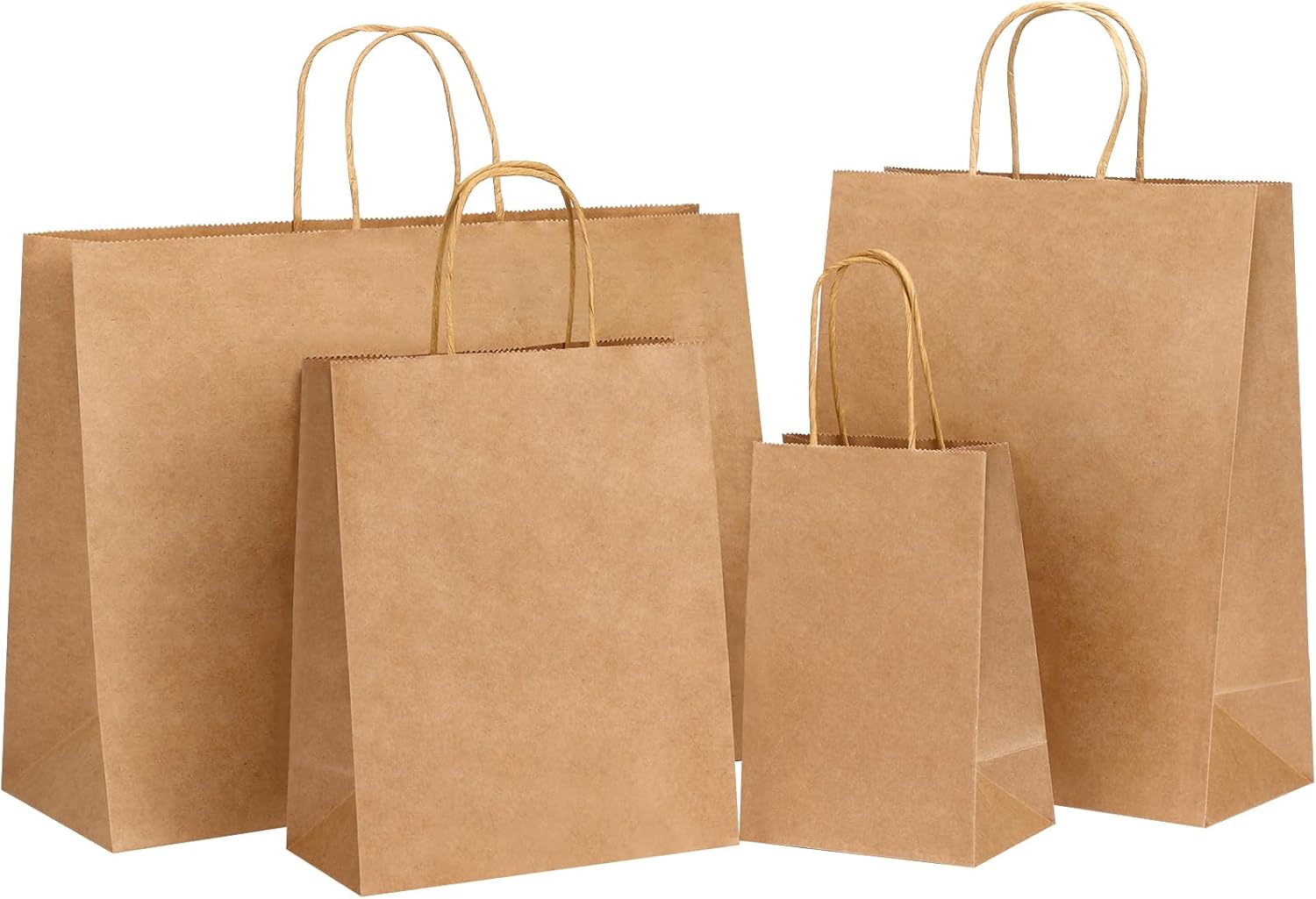 OUTUXED 40pcs Paper Bags with Handles Brown Kraft Paper Bags Assorted Sizes (8/10/12.6/16 Inches) Bulk for Gift, Business, Retail, Shopping, Party Favor