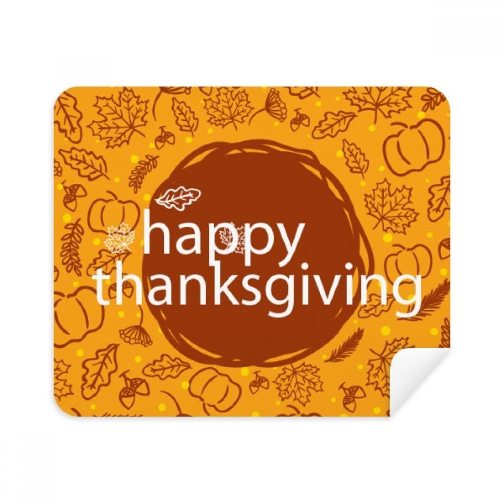 Happy Thanksgiving Illustration Pattern Cleaning Cloth Screen Cleaner 2pcs Suede Fabric
