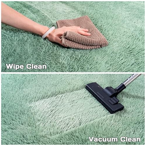Sage Green 6FT Round Fluffy Area Rug - Super Soft Microfiber Shaggy Carpet for Kids Room, Nursery, Bedroom
