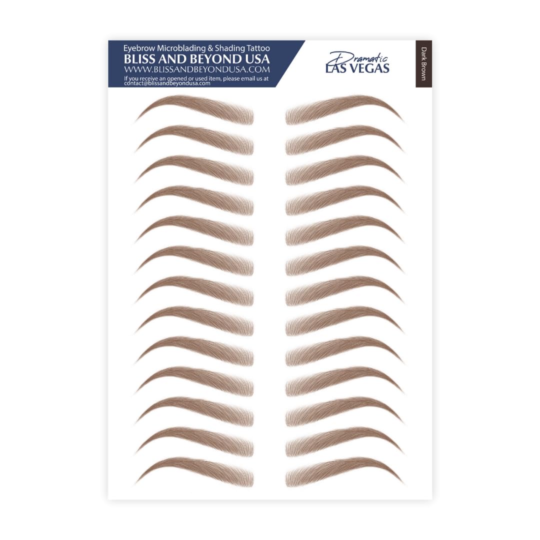 Bliss and Beyond USA | Microblading & Shading Tattoo | A combination of hair stoke and powdered brows | Non-toxic | Vegan friendly (Dramatic Las Vegas, Brown)