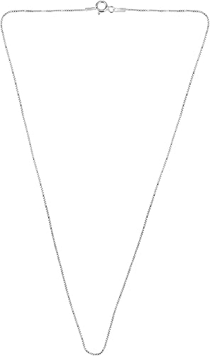 Miniatura 3 de AeraVida Collar de cadena de plata de ley 925 de 0.030 in de grosor y 18 pulgadas de largo Collar de cadena de caja de plata para mujer 0.030 in