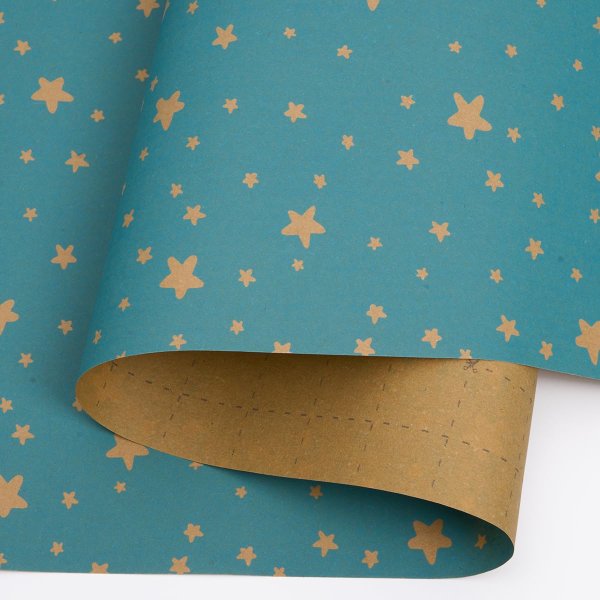Rollo de papel de regalo de 15 x 43 cm, papel kraft reciclado para cumpleaños, bodas, decoración de fiestas de Navidad (azul)