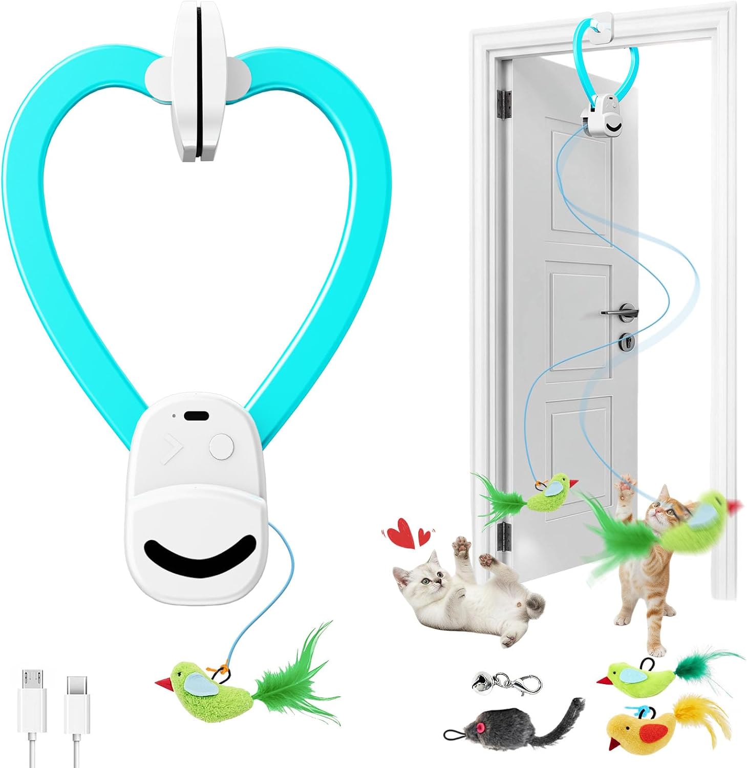 CATPICK Interactive Cat Toys for Indoor Cats Automatic Electric Flying Bird Feather Mouse Toy - Best Kitten & Adult Cat Enrichment Mouse cat Toy Hanging Electric Kitty Toys for Bored Cats