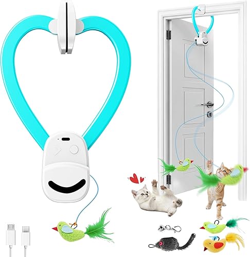 Interactive Cat Toys for Indoor Cats Automatic Electric Flying Bird Feather Mouse Toy - Best Kitten & Adult Cat Enrichment Mouse cat Toy Hanging