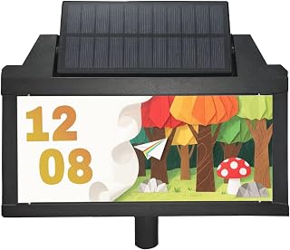 Custom Solar Powered Address Sign House Numbers 3 Color Lighting Modes LED Illuminated Address Plaque Personalized Outdoor Address Number with Stakes Waterproof for Yard Garden Home (DESIGN6)
