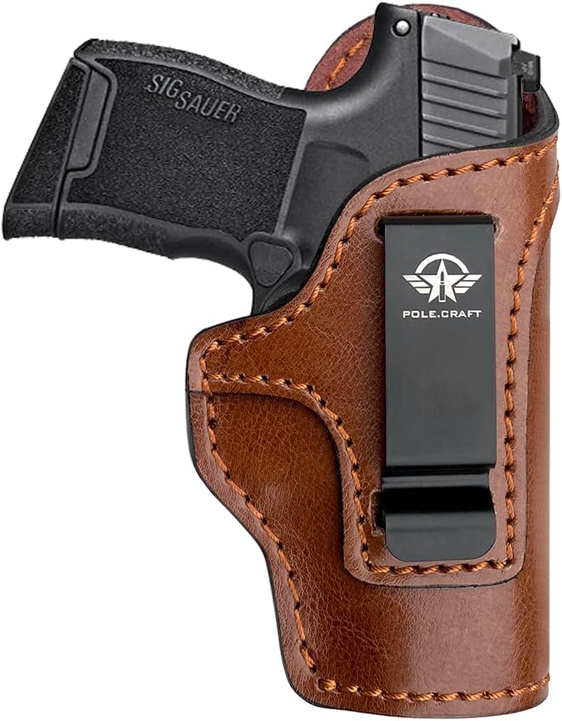 POLE.CRAFT IWB Leather Gun Holsters for Small Pistols : Ruger LCP380 LCP II Sig Sauer P365 P238 P938 Walther PPK 380 CCP S&W Bodyguard 380 Beretta Pico - Kahr P380