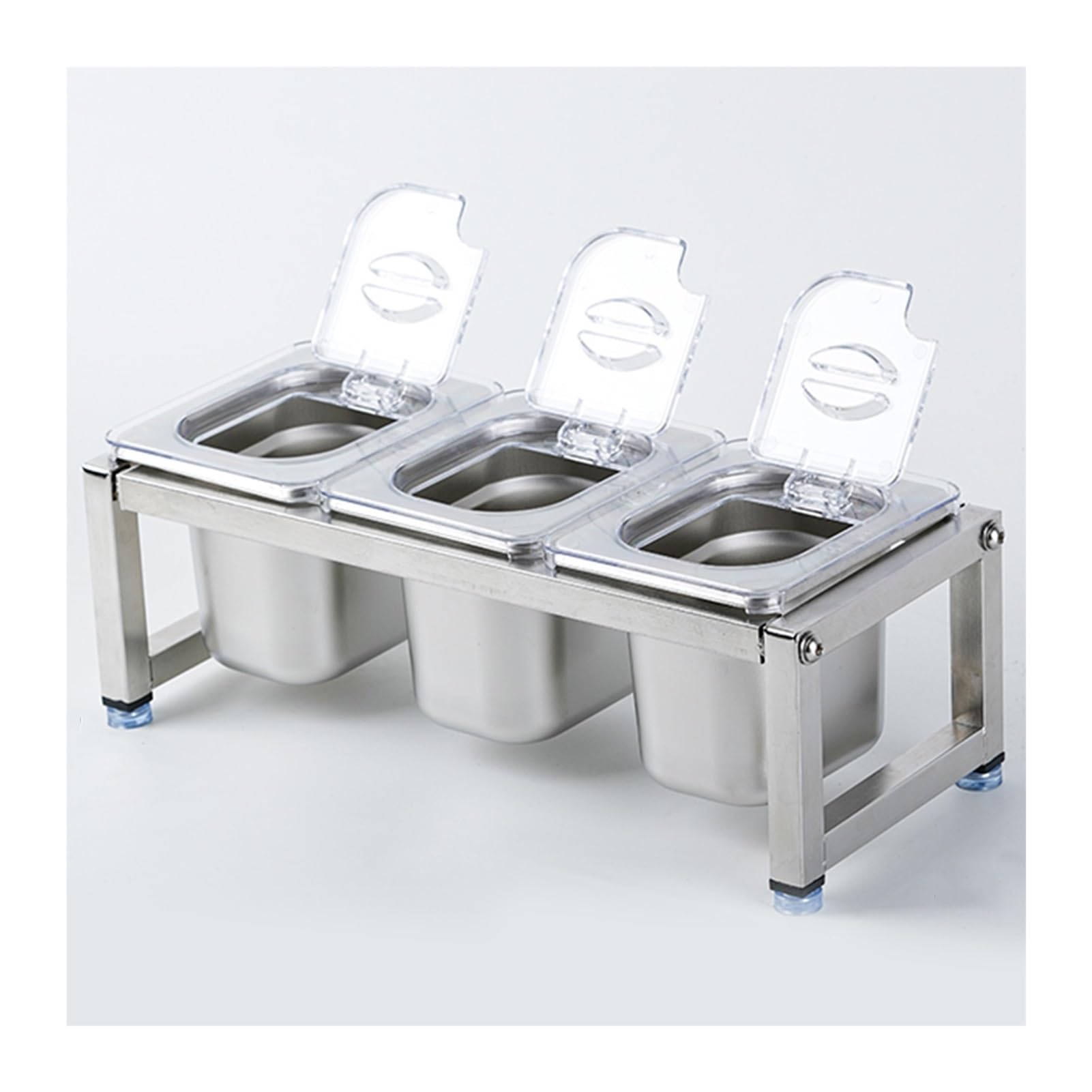 Porta spezie espandibile per Uso Commerciale, Stazione di condimenti da Cucina in Acciaio Inox, Contenitore Dispenser per Sale, Zucchero, spezie, Insalata, marmellata, Frutta (Argento 34x14x