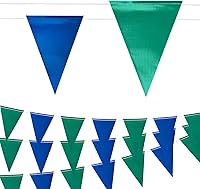 WENDFLGY 105FT OSHA Safety Pennant Flags - Waterproof High Visibility Triangle Banners for Roadwork, Fences, Hazards & Parties (Blue/Green, 45pcs)