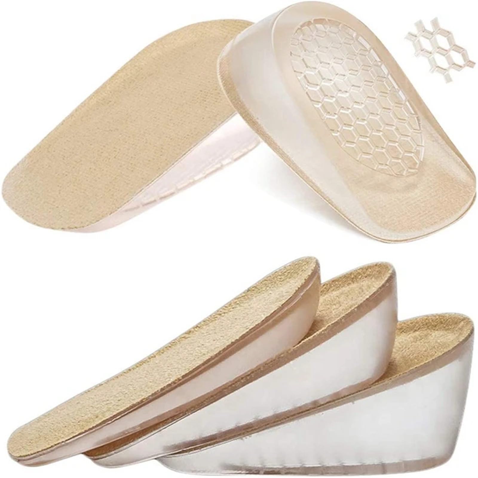 Plantillas Altura 2 pares de plantillas for aumento de altura de silicona, inserciones invisibles for levantar el talón, almohadillas elásticas for hombres y mujeres, cojín Protector for el cuidado de