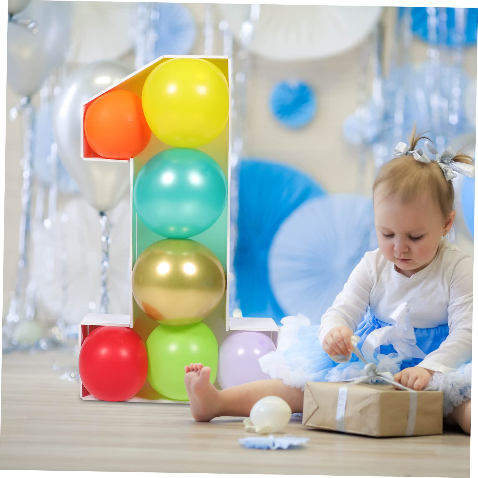 Cornice di Palloncini Numero 1 in Ps Bianco per Feste