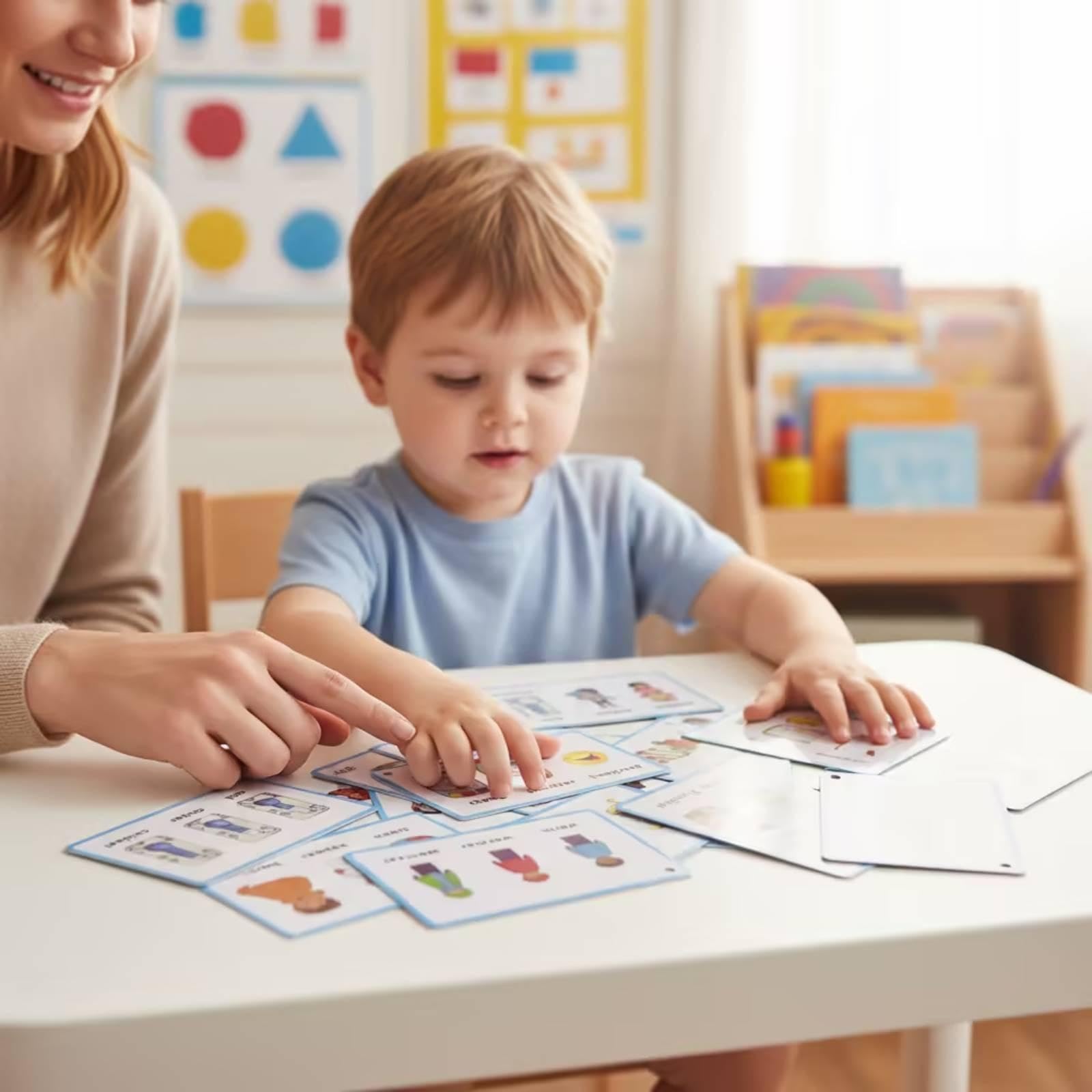 4 Carte Bambini Schede Didattiche Carte Lessico Flashcard Inglese Educative con Angoli Sicuri per Esercizi su Comparativ, 5 Pezzi