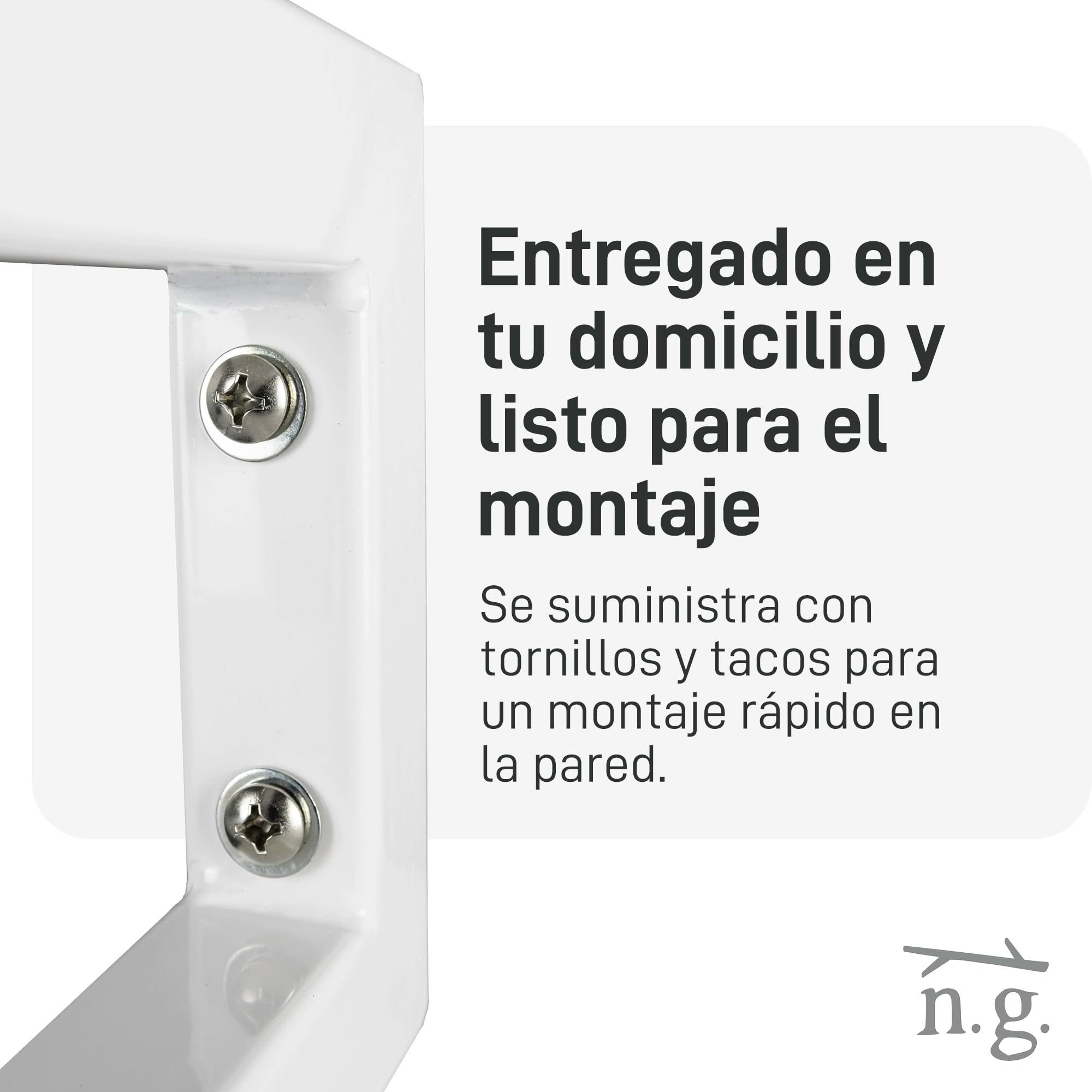 Natural Goods Berlin 2X Escuadras para Estanterías Rectangular | Soporte para Estante de Pared y Lavabo | Montaje en Pared Sencillo | Soporte de Estante de Metal Blanco | Toalleros de Baño | 450mm