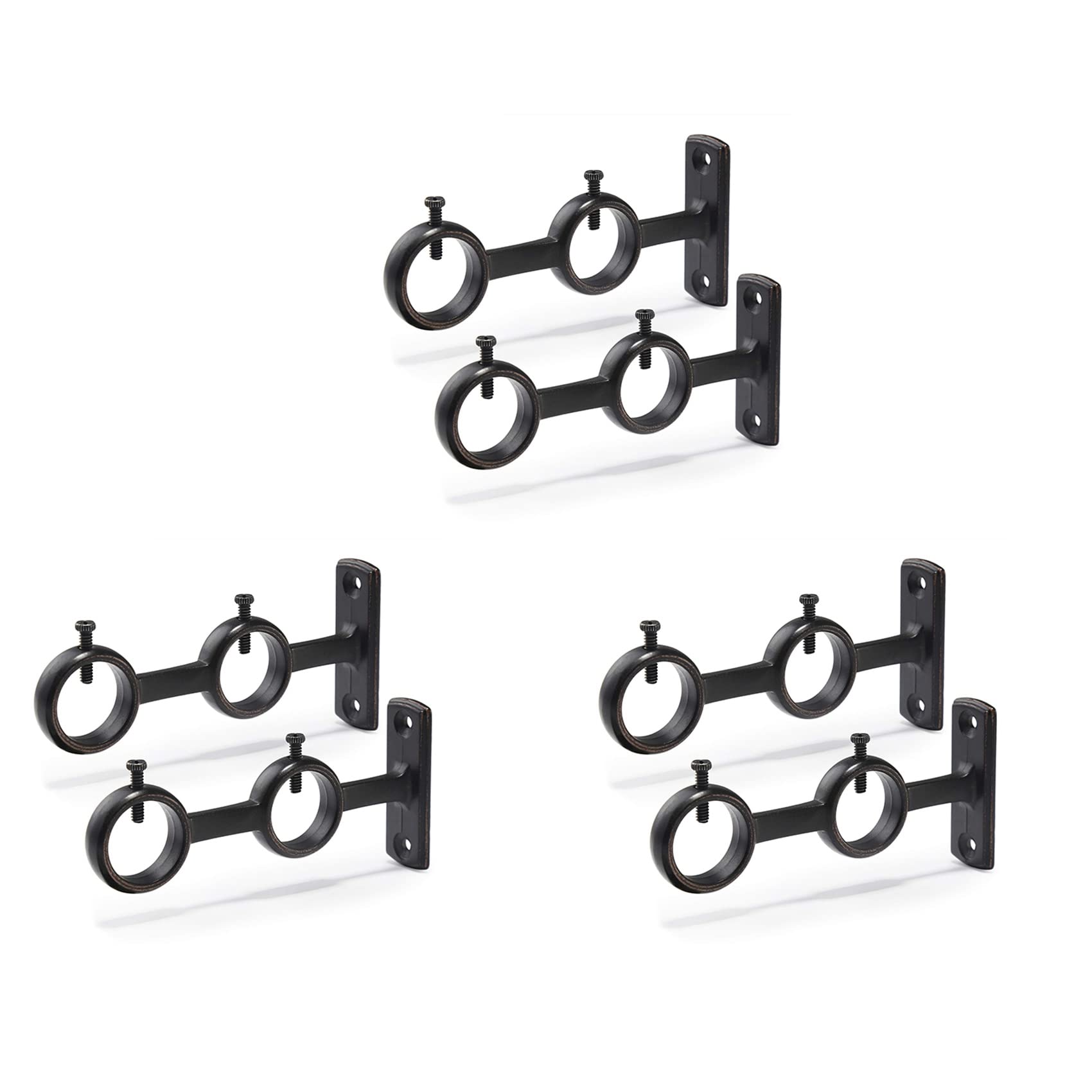 Hndhbfgrt Black Curtain Rod Bracket, 6Pcs Double Curtain Rod Holder, Double Rod Brackets Hooks For Living Room Bedroom Curtain Rods