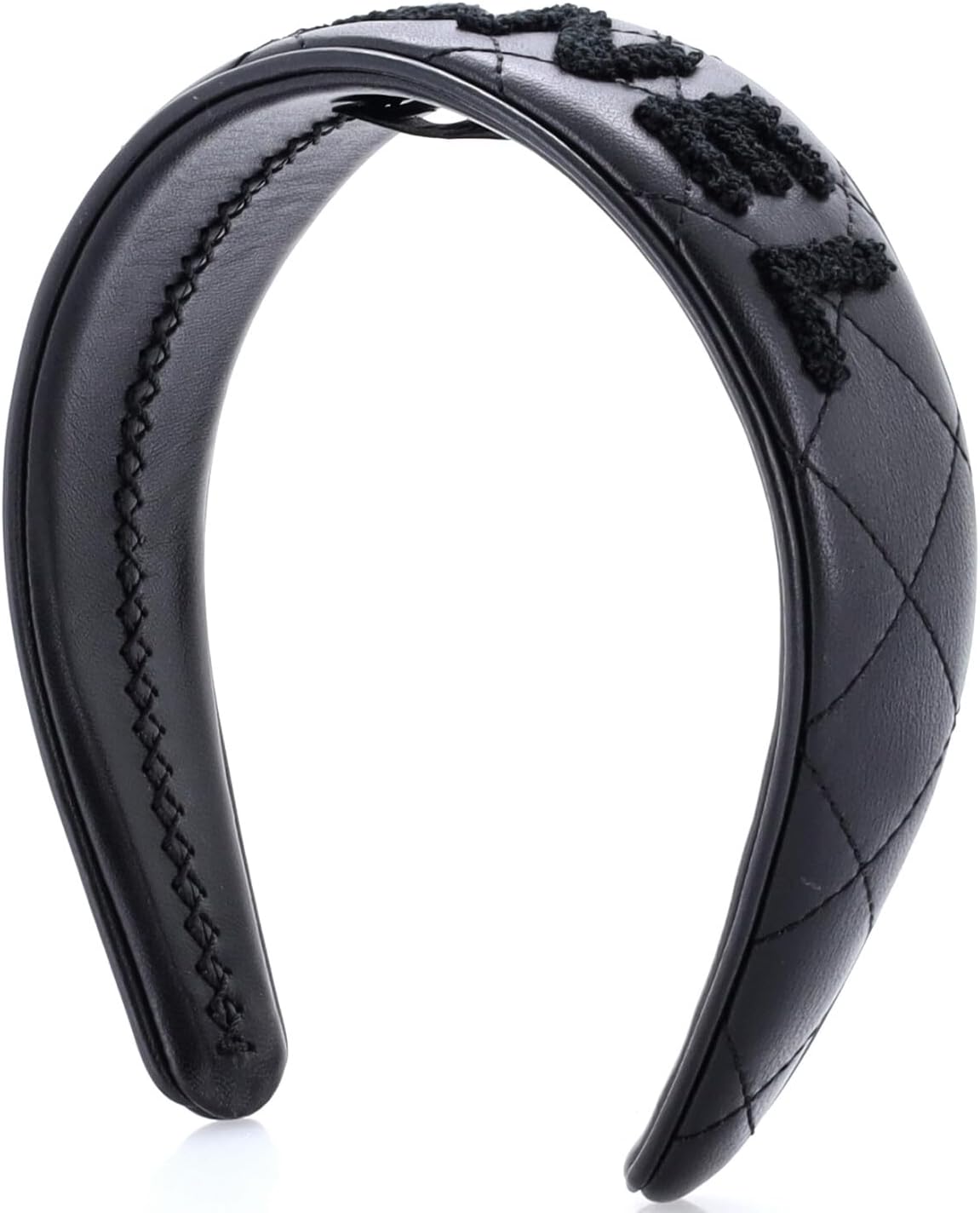 Chanel Logo Headband Embroidered Quilted Lambskin, Black
