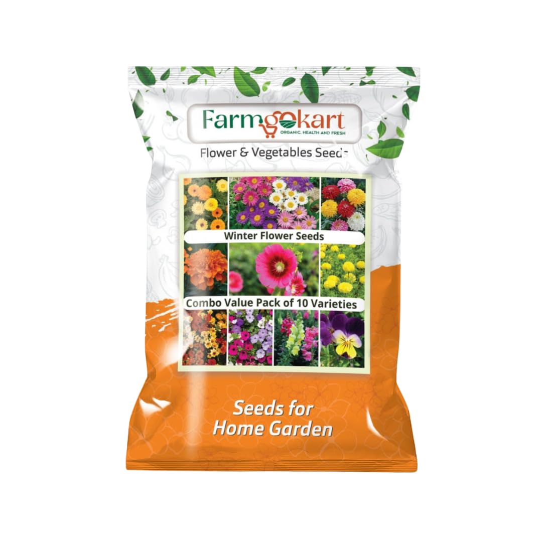 farmgo Combo Pack Of 10 Varaties (Appx 1725 Seeds) Winter Season Flower Seeds | For Home Gardening