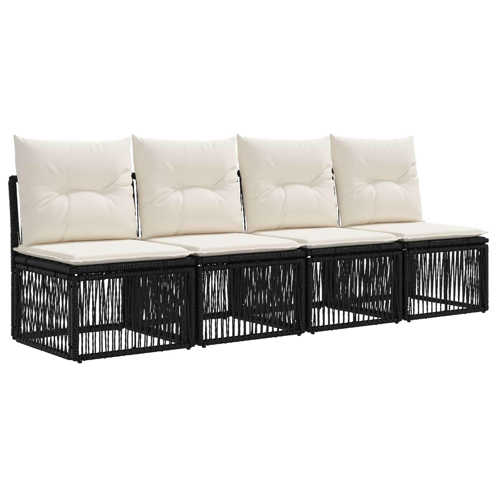 Set di divani da giardino in polyrattan, 10 pezzi, colore nero | Set di mobili modulari per terrazza e giardino con 9 posti, federe facili da pulire e robusto telaio in acciaio.