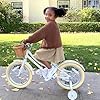 Glerc vélo Enfant 18 Pouces pour 5 6 7 8 Ans Style rétro Vintage avec Panier, Roues d'entrainement et Sonnette, pêche, Blanc #5