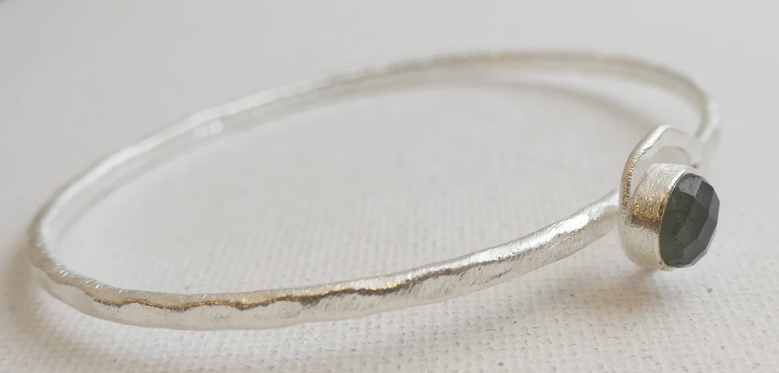 Sophia Rose Bracciale con Labradorite in Argento Sterling 925 - Design Minimalista con Pietra Naturale da 7 mm