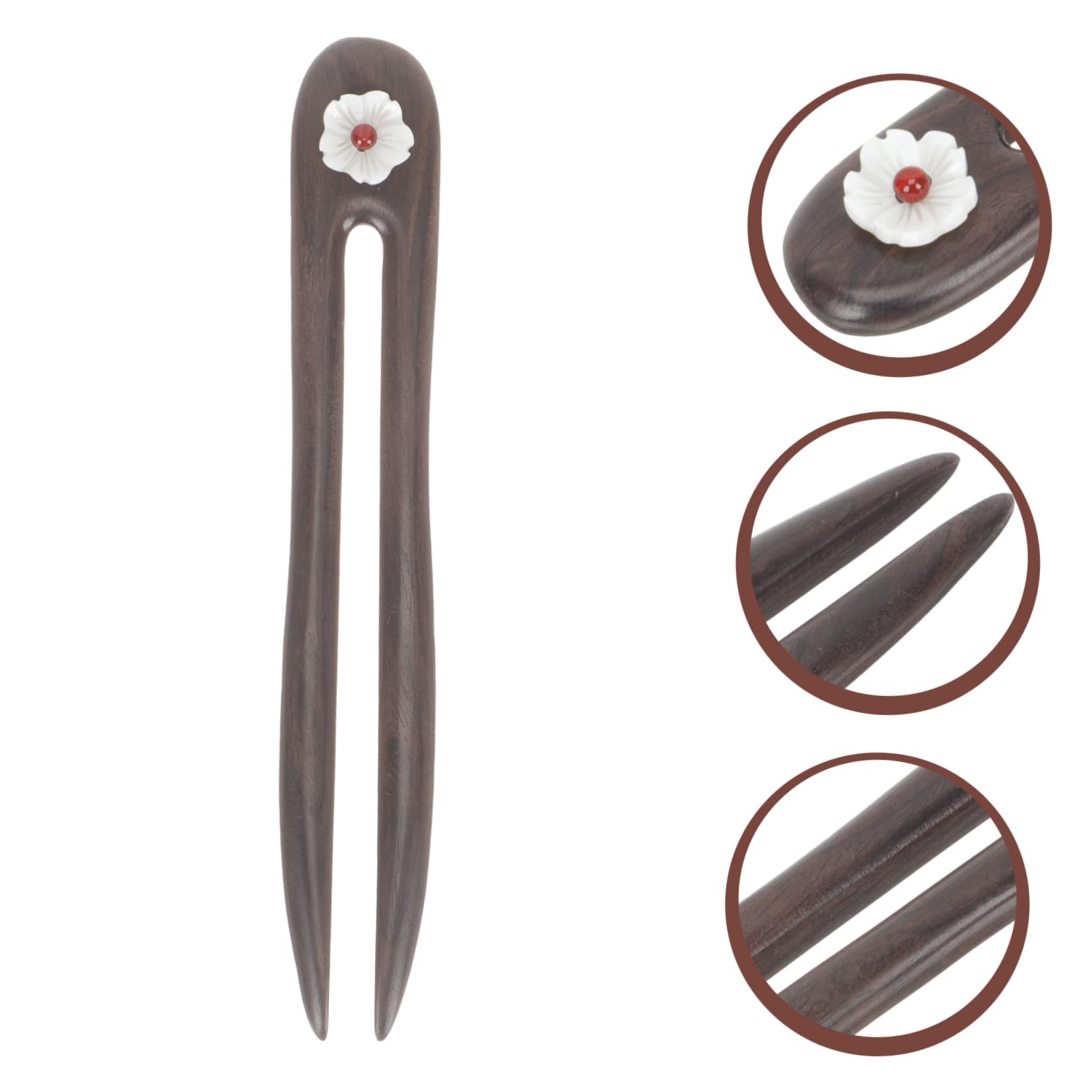 MAGICLULU 4 Piezas horquilla en forma u pelo antiguo palillos pelo pasador pelo japonés pasadores pelo palo pelo madera palitos para el cabello las flores sombrerería Japón