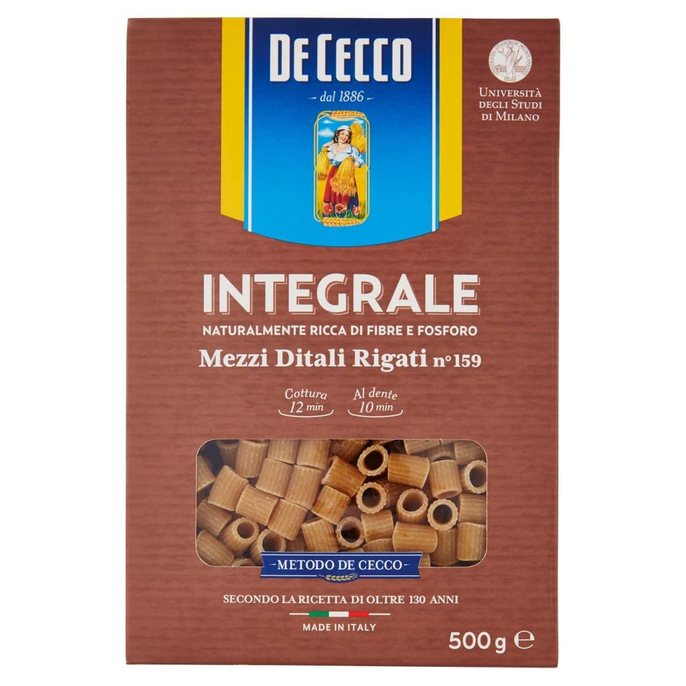 20x De Cecco Mezzi Ditali Rigati Integrali n 159 Vollkorn italienisch Pasta 500g