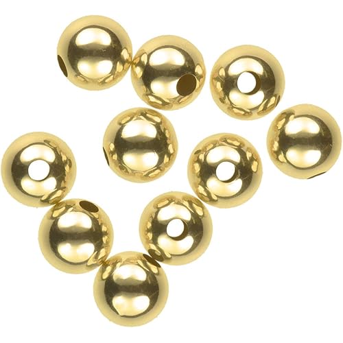 5mm 14K Gold Hollow Round Smooth Beads for DIY Jewelry Making Bracelet Necklace Crafting Supplies USA Made Seamless Construction Pack of 10 SKU 14005-10