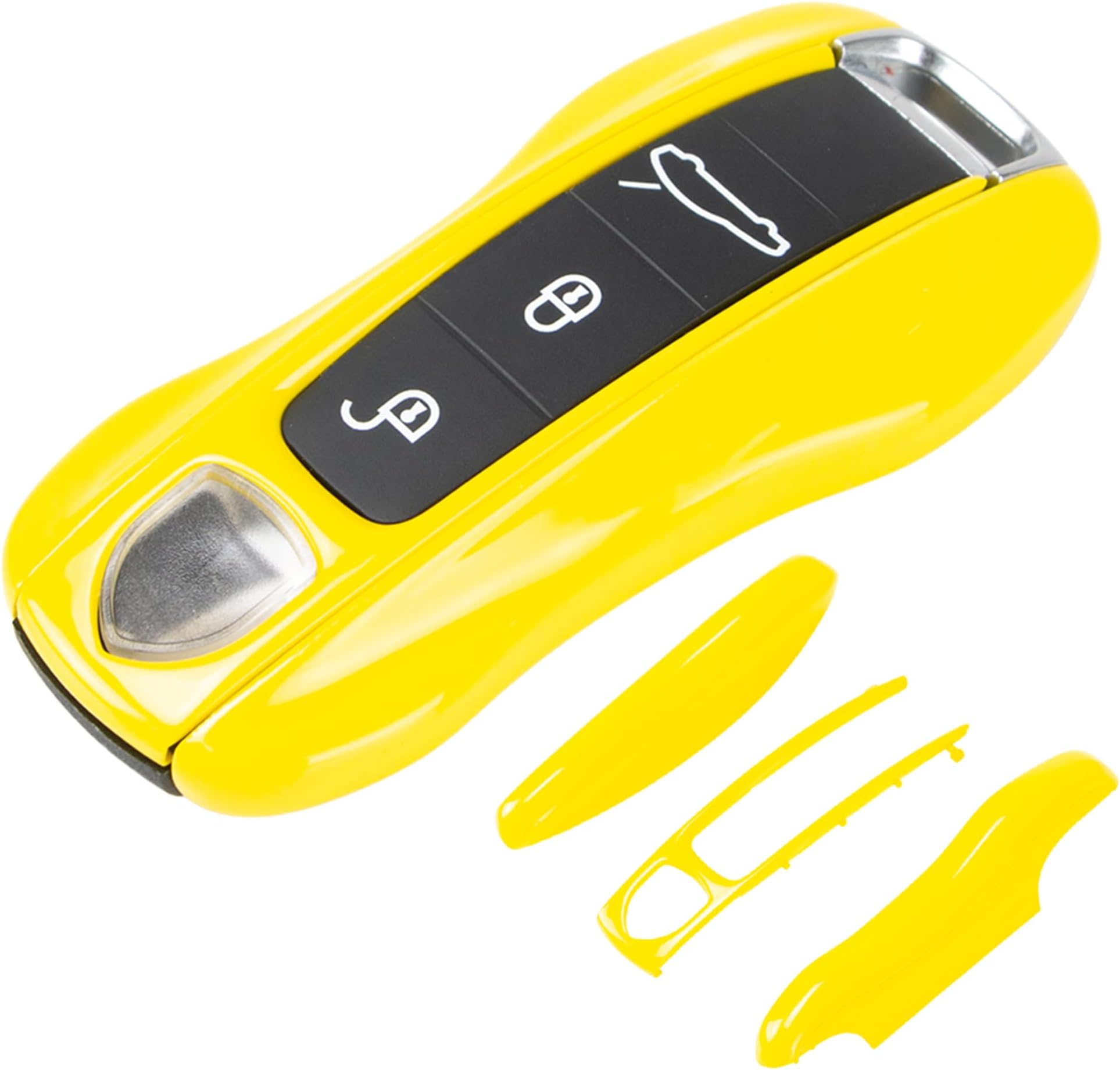 AeroBon 3-Piece Painted Key Fob Cover Compatible with Porsche Key Cover Key Shell (MK2, Racing Yellow)