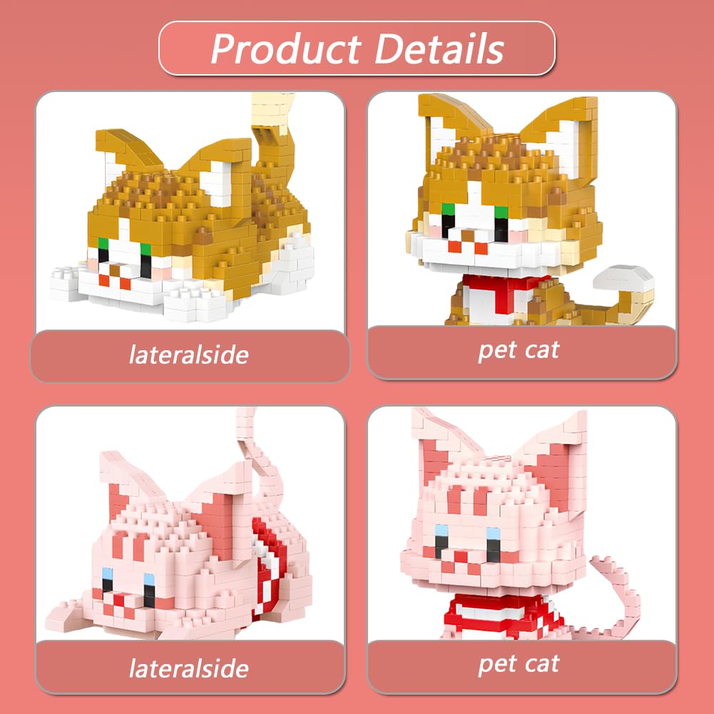 MGKEOUF Cute Animal Building Blocks, DIY Cat Building Blocks, Animal Building Blocks Set - Image 3