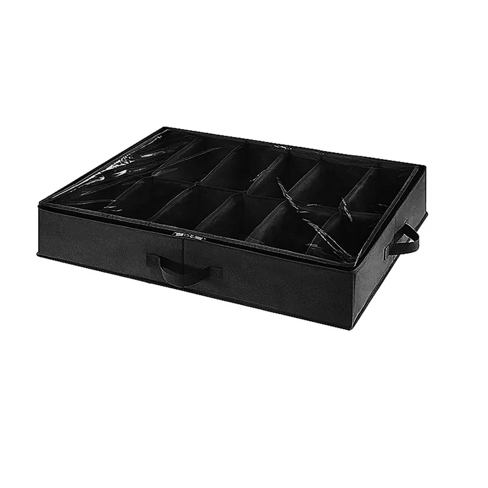 Contenitore Sottoletto Scatola portaoggetti sottoletto Scarpe Organizzatore Antipolvere Scatole portaoggetti Pieghevoli Trasparenti Scatola portascarpe con Scomparto in Tessuto(Color:Black)