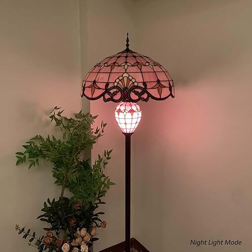 Miniatura 5 de Bieye L10897 Lámpara de pie barroca estilo Tiffany con doble iluminación para decoración del hogar (rosa, 20 pulgadas de ancho)