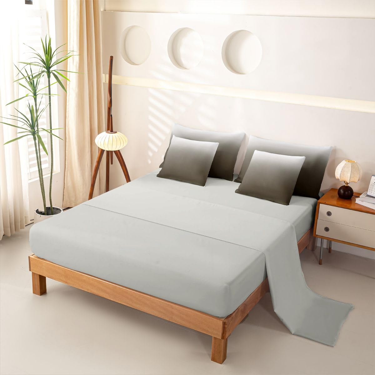 Homewish Set copripiumino king size grigio sfumato 7 pezzi