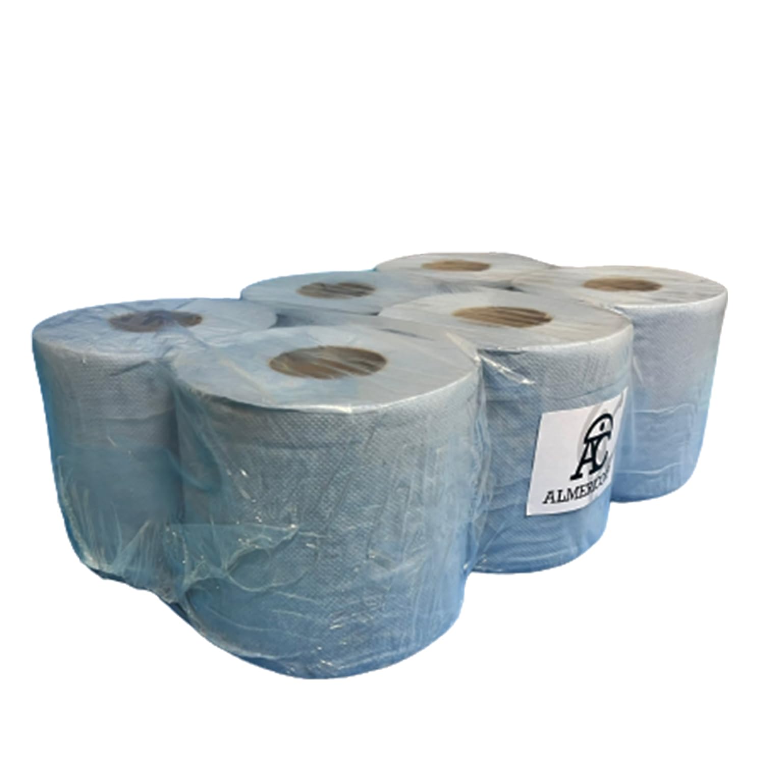 Bobinas papel industrial secamanos azul reciclado 1Kg 140 metros/rollo | Papel Mecha| Pack 6 rollos