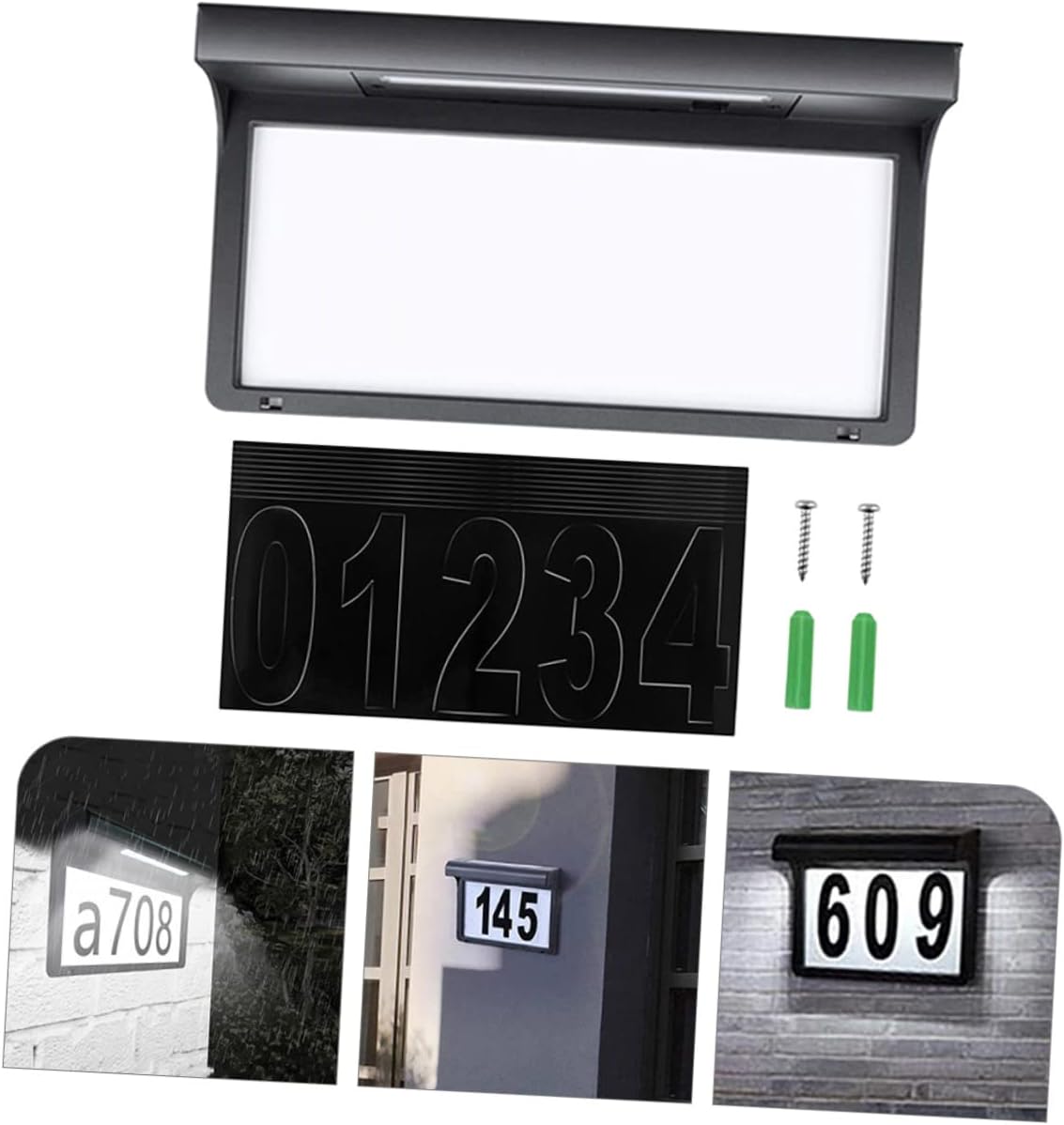 Vaguelly LED Solar House Number Sign Waterproof Address Plaque Light Illuminated Numbers for Outdoor Use for Home and Yard Solar-Powered Display