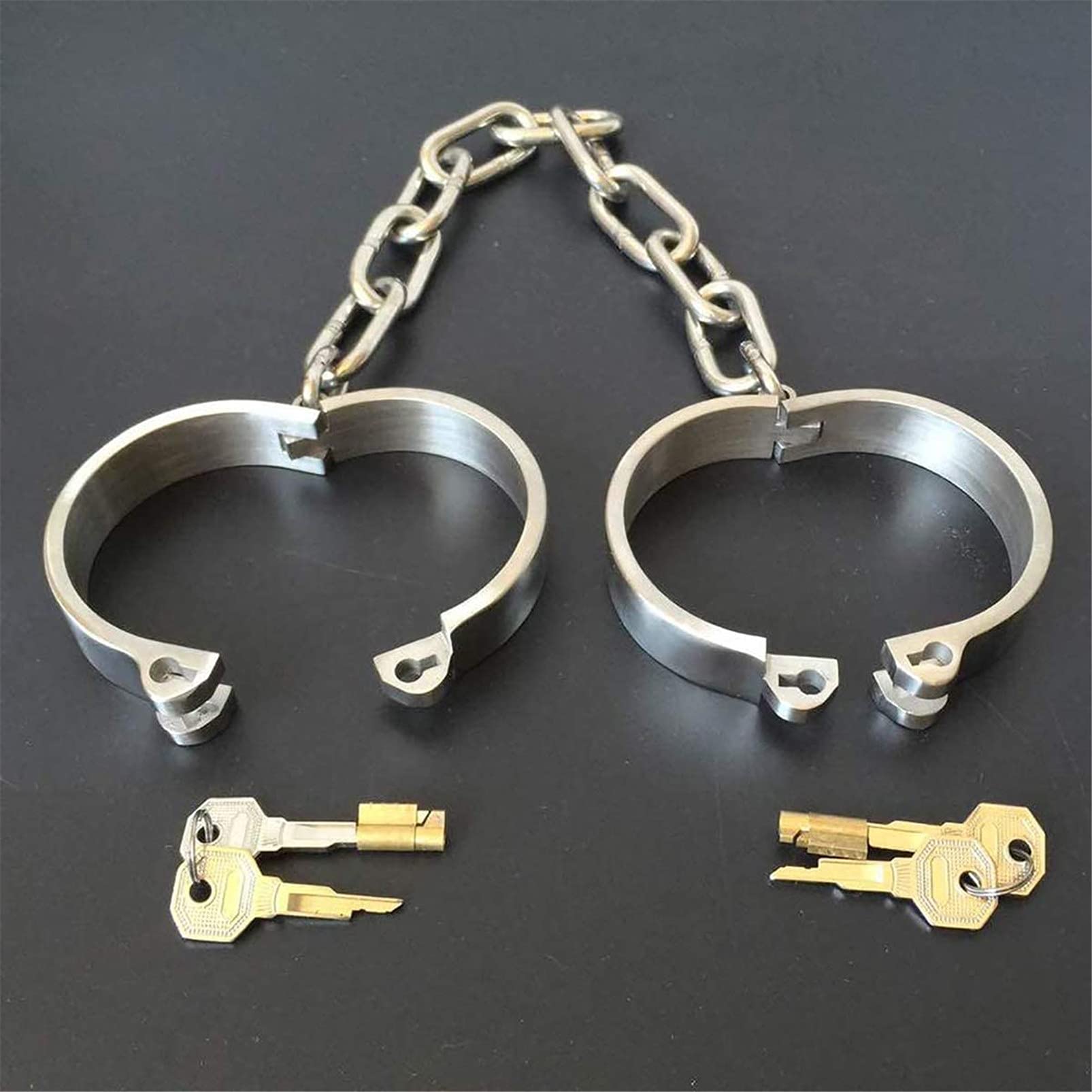 Ensemble sexuel de contraintes en acier inoxydable for couples, menottes verrouillables en métal, poignets de cheville et collier de bondage d'esclave, outil BDSM, contraintes érotiques en acier