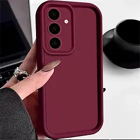 Capa de TPU macia para Samsung Galaxy A56 A55 A54 A53 A35 A15 A16 A25 5g S24 S26 S25 Ultra S23 FE, capa de silicone colorida para celular (para Samsung S21 FE/vermelho vinho)