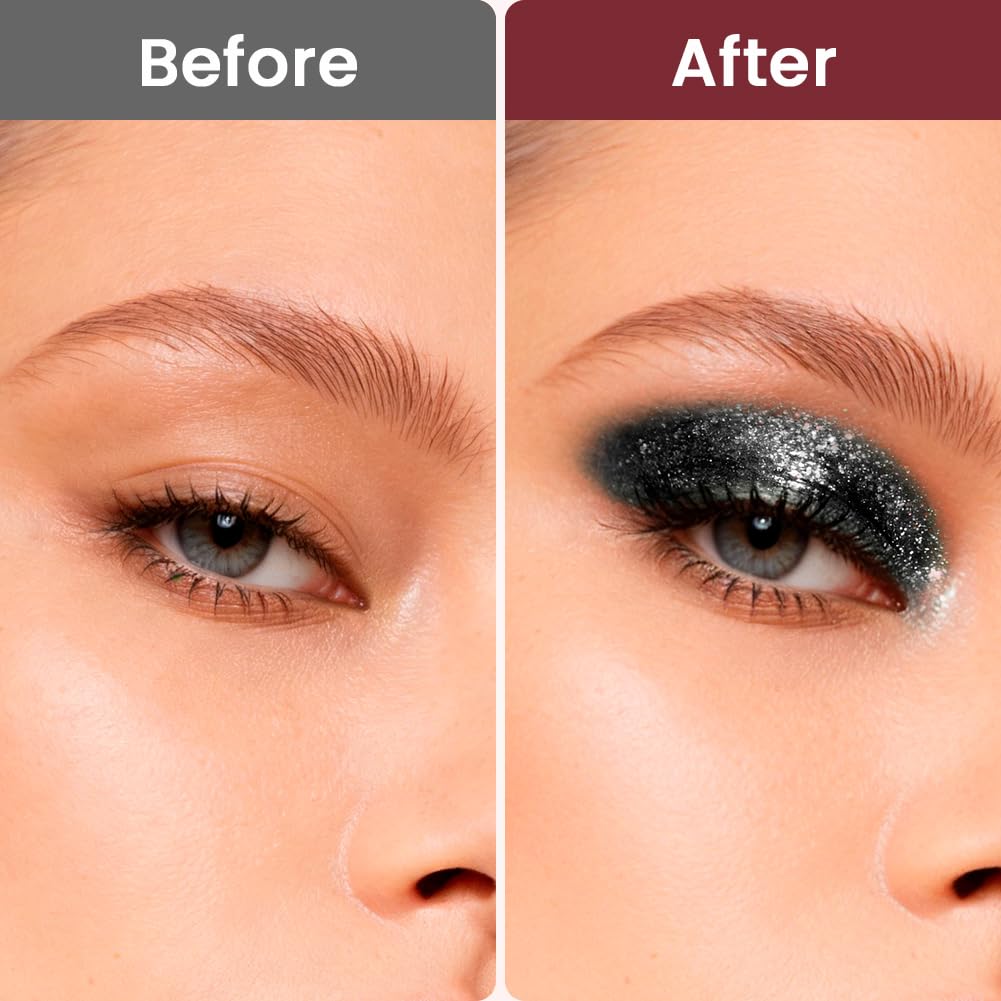 Sombra de Ojos liquida, Sombra de Ojos Liquida Negra, Eyeshadow Perlada Brillante, Somb-ra de Ojo-s Líqui-da Pigmentada Maquillaje, Resistente Agua, para Todos Los Tonos Piel, Negra — view 6