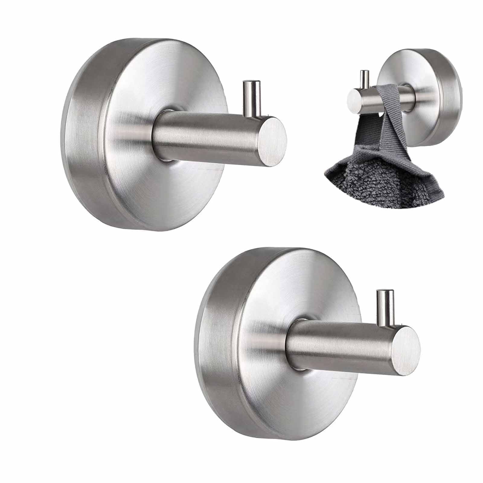 2 ganci a ventosa, portasciugamani senza foratura, in acciaio inox extra forte, capacità di carico 6,8 kg, gancio da parete per bagno e cucina