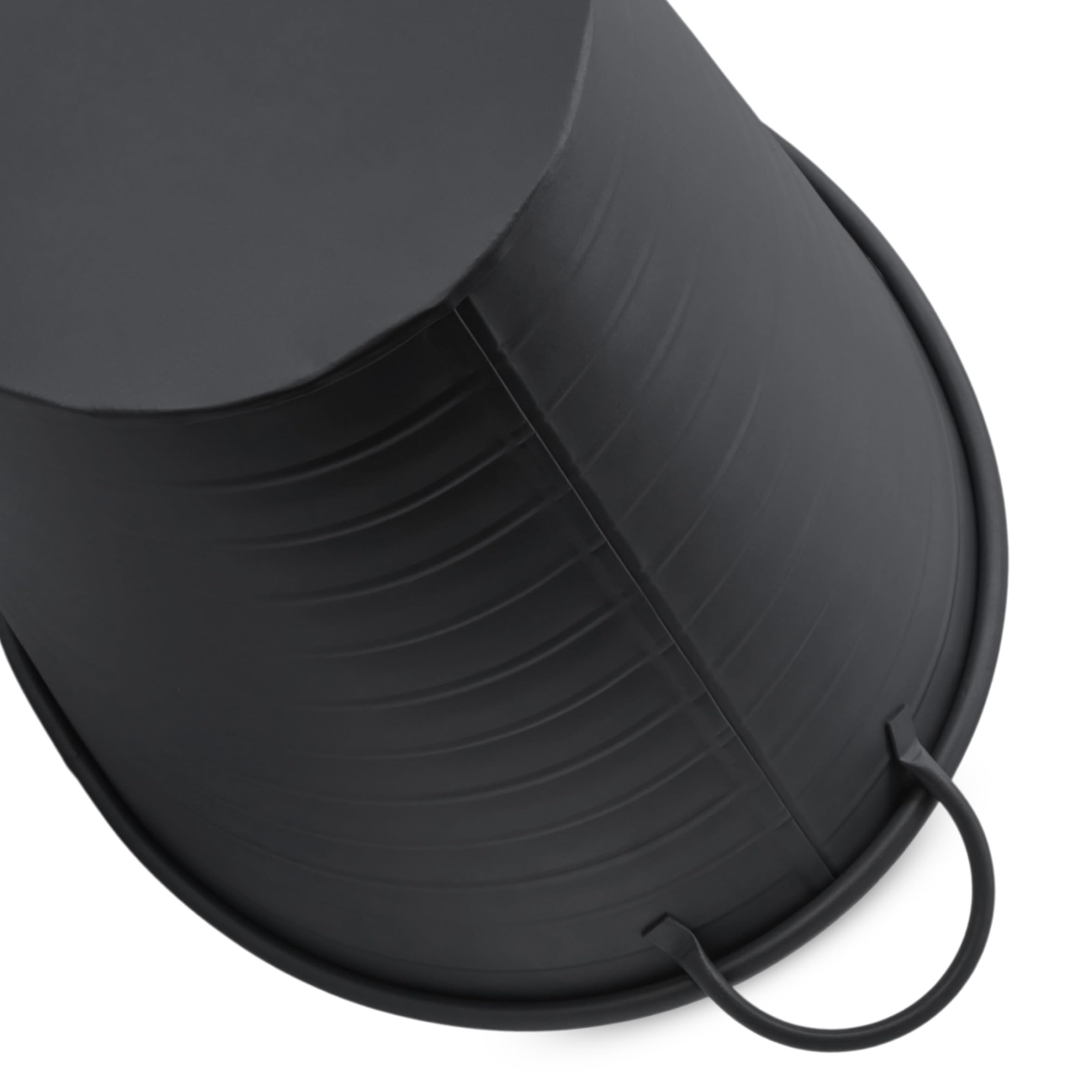 Spetebo Bac ovale en métal avec poignées - 59 x 36 cm - Noir - Jardinière décorative en métal - Mini bassin de jardin, bassin de balcon, bac à fleurs - Pot de fleurs décoratif
