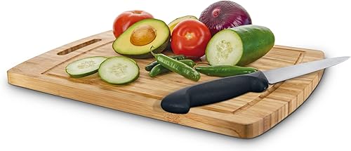 Miniatura 9 de Tabla de cortar de bambú para cocina con ranura para jugos, tabla gruesa de madera para cortar verduras, frutas, carne, quesos y más (clásica)