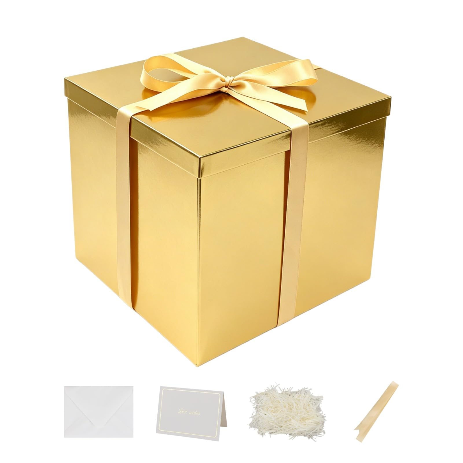 Nenwic Large Gift Box with Lid 28x28x26cm Gold Boxes