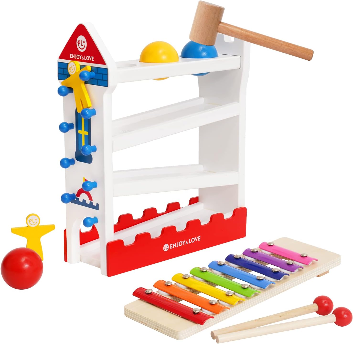 Ark miido Wooden Hammering Pounding Toy for Baby Toddler Toys Wooden Kid Toys with Musical Xylophone Sliding Toy Early Development Toys for Toddlers Birthday Gifts for 2 3 4 5 6 Boys Girls
