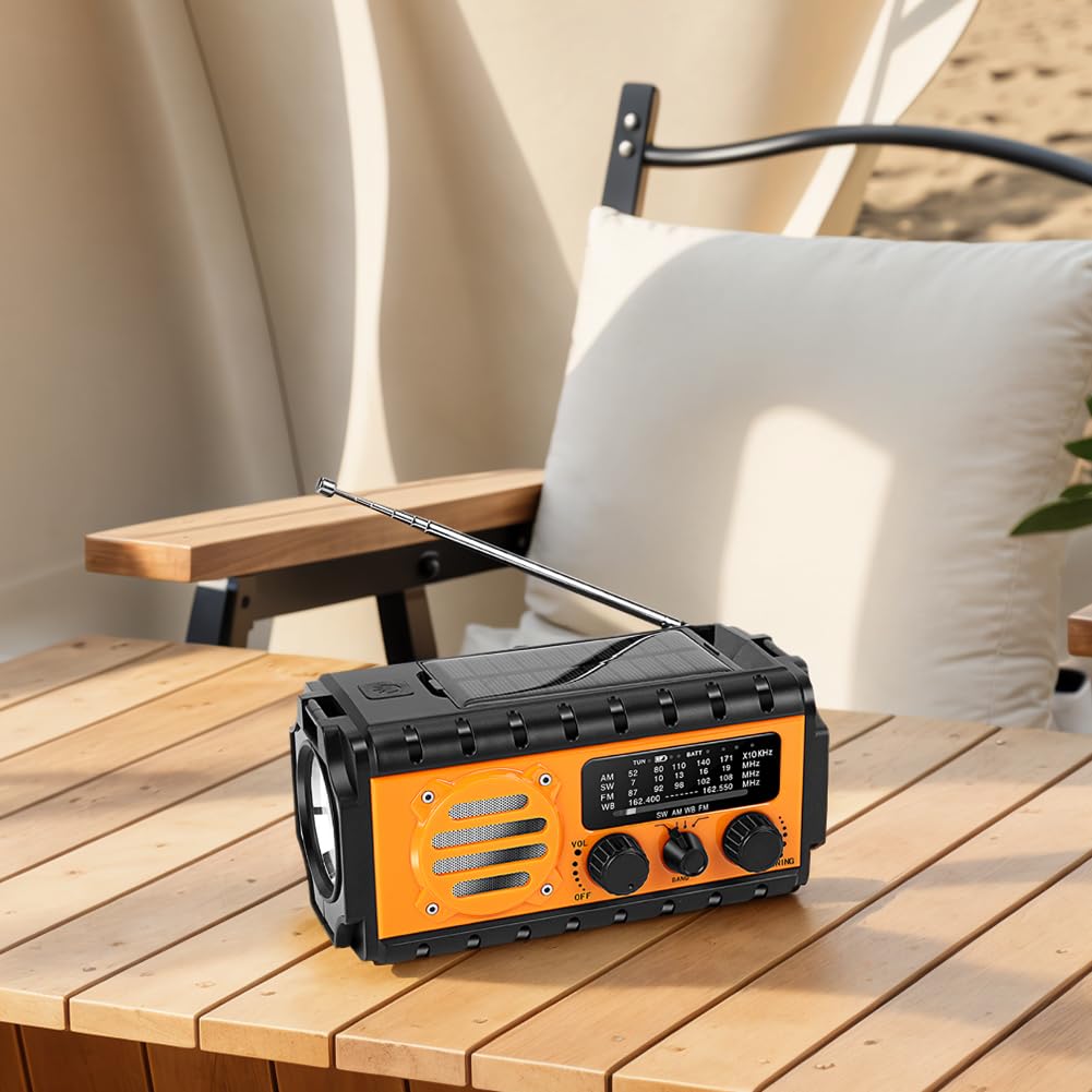 Mano di emergenza Radio a manovella con 20000mAh Solare e Modalità di Ricarica Multipli Radio per Esterni